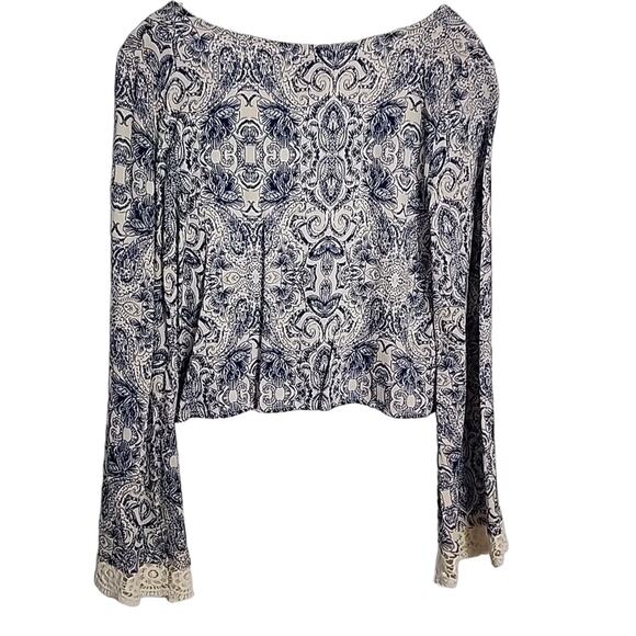 Oscar St Bohemian Style Corset Front Top, Lace Trimmed Sleeves, NWT, Large - Picture 9 of 9